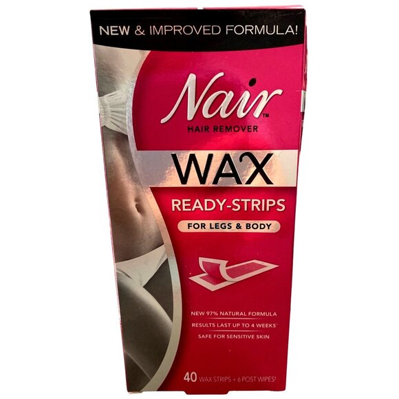 Nair Wax Ready-Strips For Legs & Body Hair Removal Sensitive Skin - Picture 1 of 3